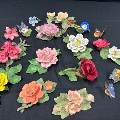 Lot 202: Capodimonte Porcelain Flowers Plus Others 
