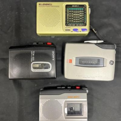 Lot 345: Vintage Sony, GE, and Bell & Howell Portable Cassette Recorders & Radio Lot  