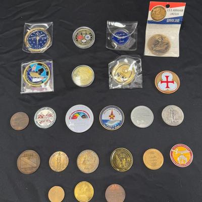 Lot 428: Military & Commemorative Challenge Coins – U.S. Navy, Space Shuttle, Religious & Historical