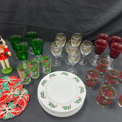 Lot 201: Christmas Glassware And Dishware 