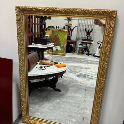 Lot 262: Large Gold Tone Wall Mirror  35”x 53”