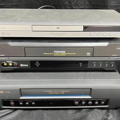 Lot 333: 3 Vintage Home Video Players – Toshiba DVD, Toshiba VCR, and Panasonic VCR