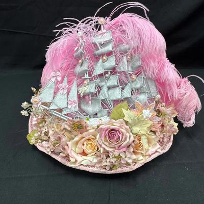 Lot 245: Steampunk Silver And Pink Fantasy Ship Hat 