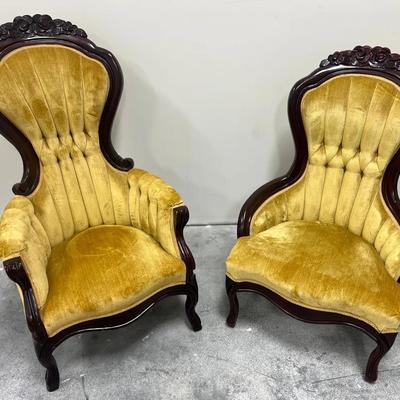 Lot 300: Pair of Victorian Balloon-Back Parlor Chairs