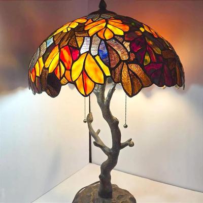 Tiffany Style Stained Glass Lamp - 26” Tall, 1 Of 2