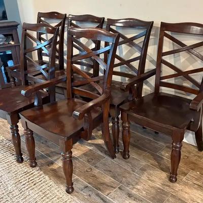 Wood Dining Room Chairs - Captain Chairs 23x21x40”, Side Chairs 20x18x40”