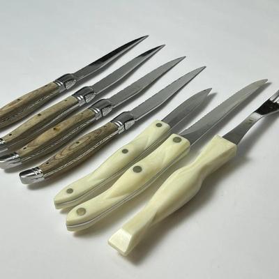 Cutco Knives & Turning Fork With Pearl Handles Plus Laguiole Steak Knoves