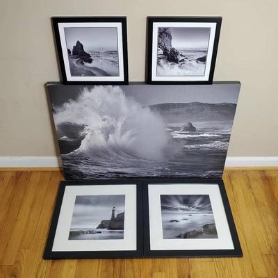 Black & White Seascape Wall Decor - 12x12” To 24x36”