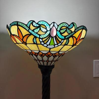 Tiffany Style Stained Glass Floor Lamp - 65” Tall