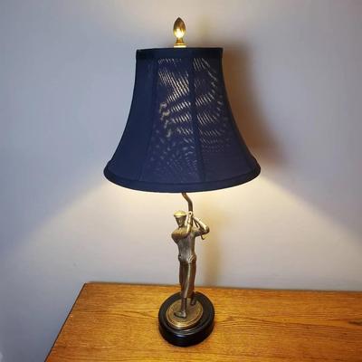 Brass Figural Golfer Lamp - 26”