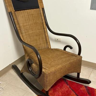 Wicker & Bent Wood Rocking Chair - 25x42x43”