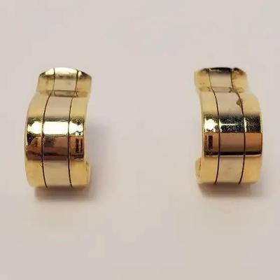 14K Gold Bi-Color Hoop Earrings - 5/8"