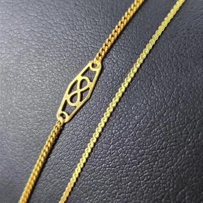 14K Gold Filigree Link & Fine Herringbone Bracelets / Anklets - 10.25"