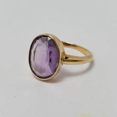 14K Gold Amethyst Ring - Size 7