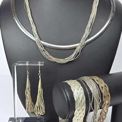 Sterling Omega Necklace, Multi-twist Necklace, Bracelets, And Earrings