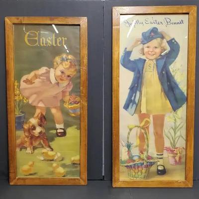 Vintage Easter Framed Prints – In My Easter Bonnet 13x29" & Easter 13x27"