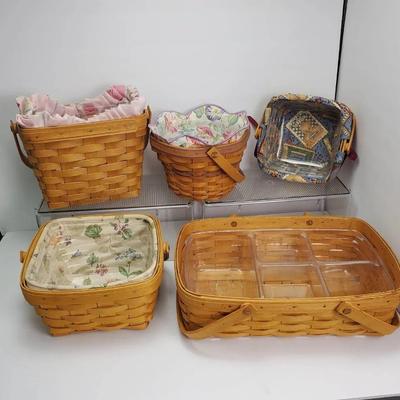 Longaberger Signed Baskets – Set Of 5, Various Sizes & Styles