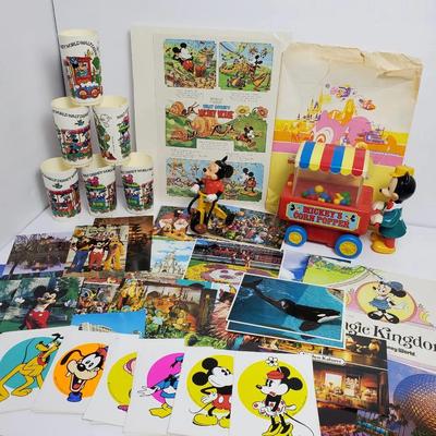 Vintage Disney Magic Kingdom 1979 Map, Stickers, Postcards, Plastic Cups & More