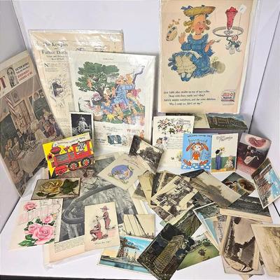 Antique & Vintage Ephemera: Postcards & Posters - US, France, Holidays & More, 40+ Items