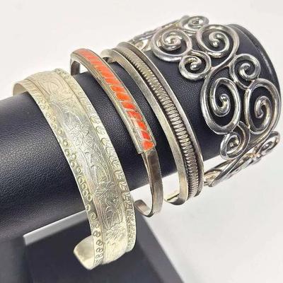 Sterling Silver Cuff Bracelets (4)