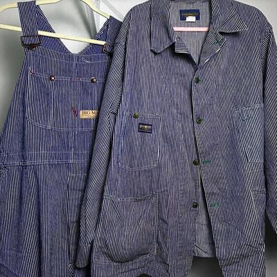 Vintage Oshkosh B’Gosh & Big Mac Striped Conductor Jacket & Overalls - Size 50R & 46