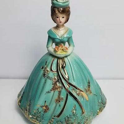 Josef Originals “Maid of Honor” – Vintage 9" Bridal Figurine, Blue Dress & Bouquet