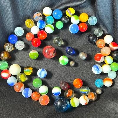 Rare Vintage Marbles W/ Red Glass Shooter