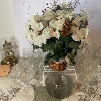 Gorgeous Lite Up Poinsettia Centerpiece With Glassware And Dishes