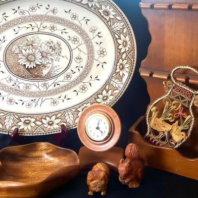 Antique Palmypa Platter & Wooden Collectibles 