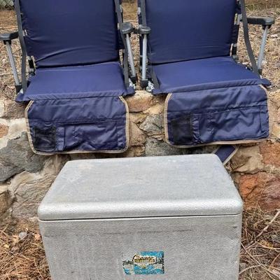 Vintage Cronco Aluminum Cooler & Stadium Seats!
