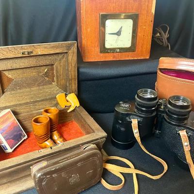 Vintage Columbia 360 Clock, Binoculars & Collectibles 