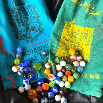 Vintage Glass Marbles Antique Blue Shooter