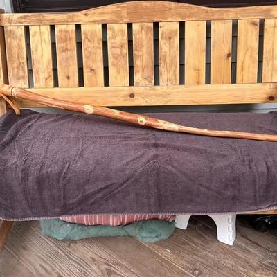 Outdoor Wooden Bench & Walking Stick