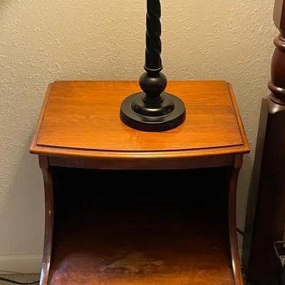 Maple End Tables Colonial Style With Matching Rattan Lamps