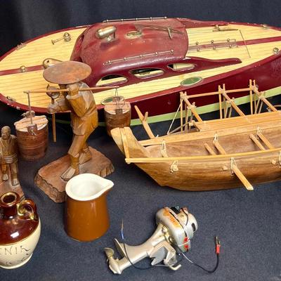 Vintage Micronesian Model Canoe, Japanese Motor Boat & More! 