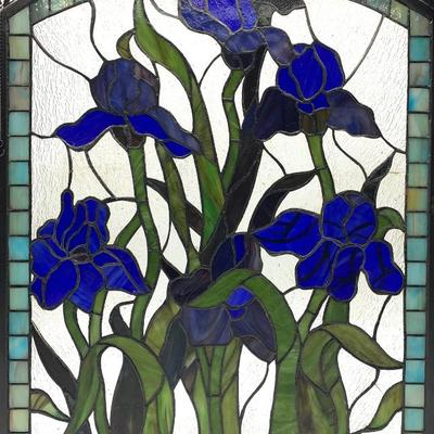 Hanging leaded glass panel, 24”x19.5.”