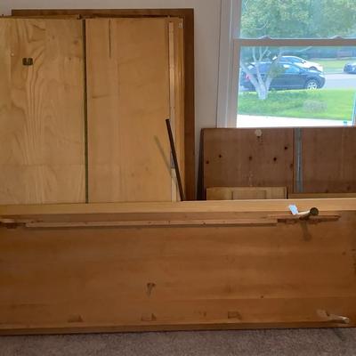 Elegant Large German Wooden Schrank With Brass-Style Feet & Keys