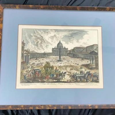 Framed Vintage Architectural Print of St. Peter’s Basilica