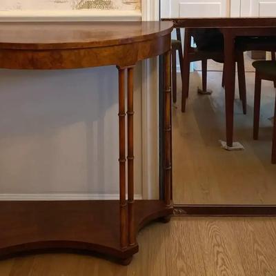 Classic Demilune Table & Framed Mirror Set