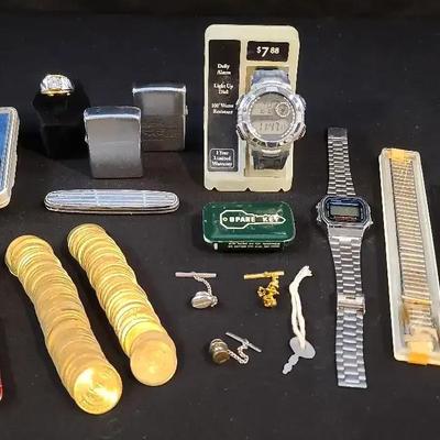 Men's Watches, Tokens, Lighters, Pocket Knives And More 