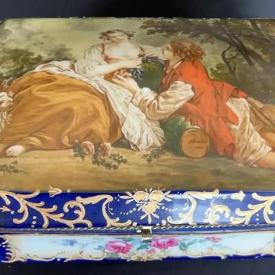 RS Prussia Porcelain Dresser Box with Gilt Accents
