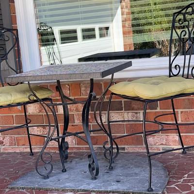 Charming Metal Patio Bistro Set with Two Chairs