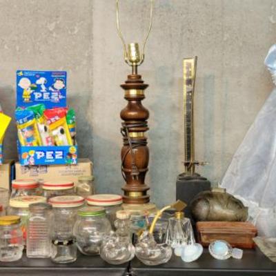 Sale Photo Thumbnail #54: Unopened Charlie Brown Pez, Small Jars, and Doll