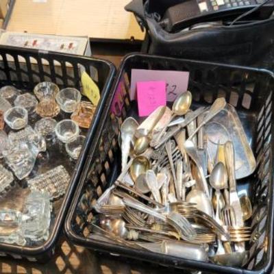 Sale Photo Thumbnail #63: Silverware and small glassware