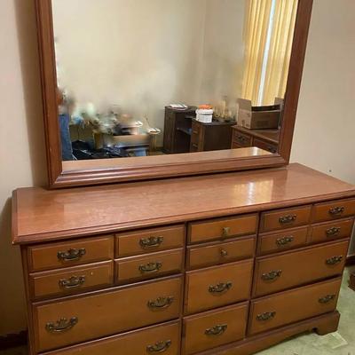Wooden Dresser With Vanity
