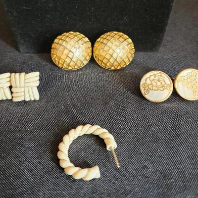 (3) Sets Earrings, Vintage Valentino Garavani Clip On, 