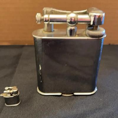 Set of 2 - Silver Plated Dunhill ‘Giant’ and Mini Lighter With Engine Turned Finish, Circa 1948