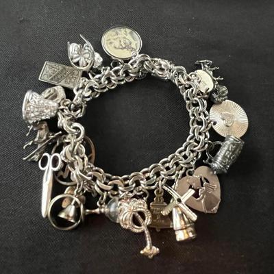 Vintage Sterling Silver Charm Bracelet, D.Henry House