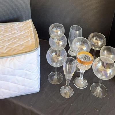 Party Ready - Assorted Clear Glass Wine Glasses with White Storage Case
