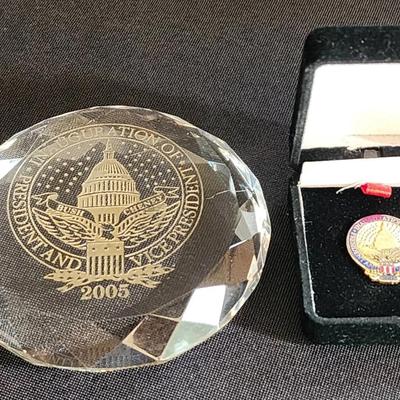 2005 Bush & Cheney Inauguration Pin & Paperweight